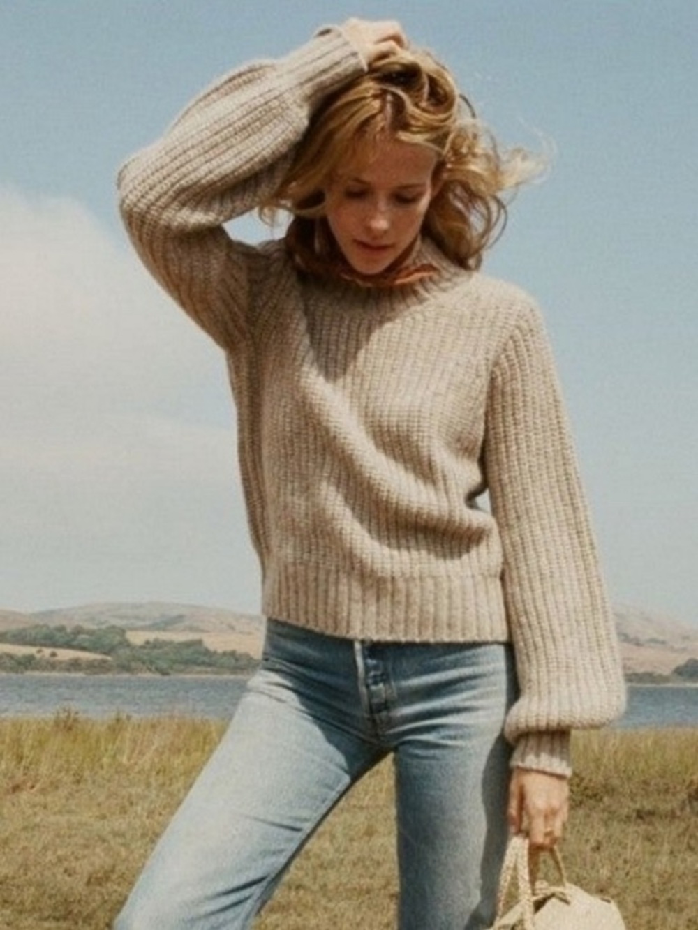 DÔEN Lulu Baby Alpaca Chunky Knit Sweater in Oatmeal - Size Small